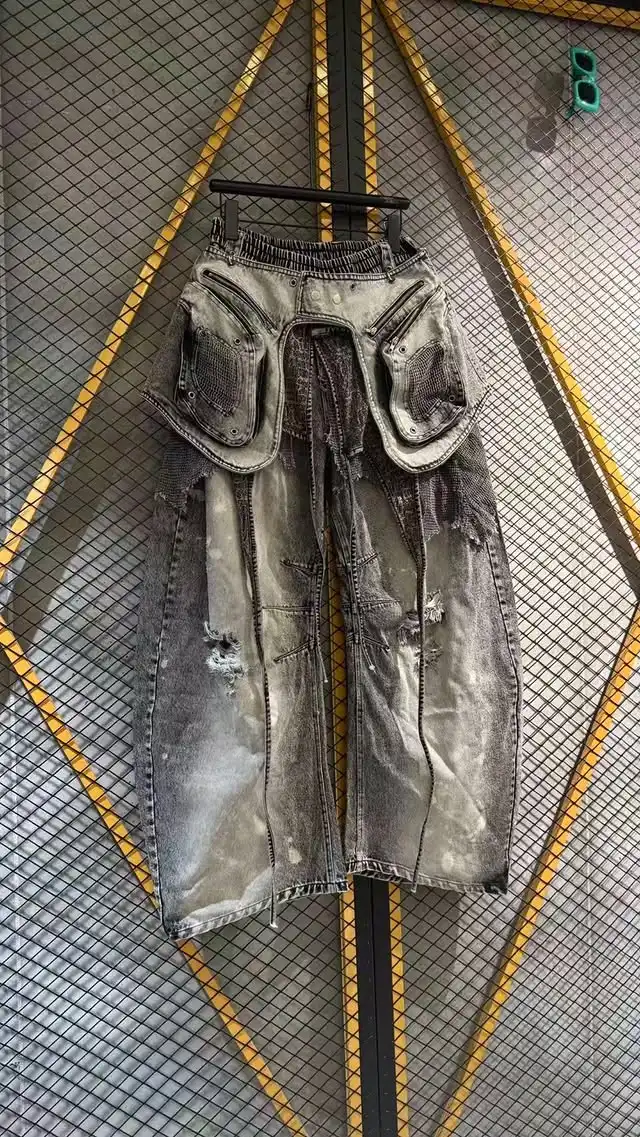 Product image of 3639 Detachable Panel Curved Y2K heavy Baggy jeans