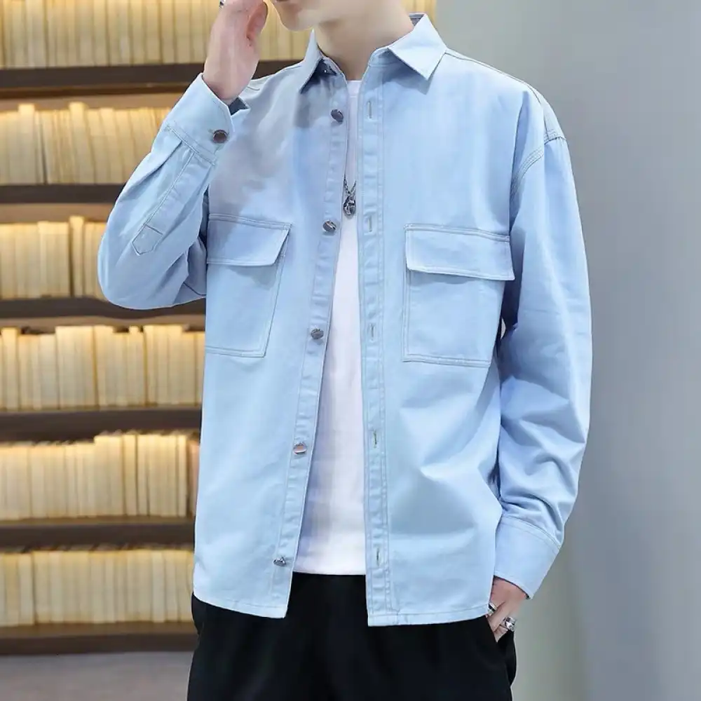 Product image of Ly801 Stitching Front Pocket Jeans Full Shirt