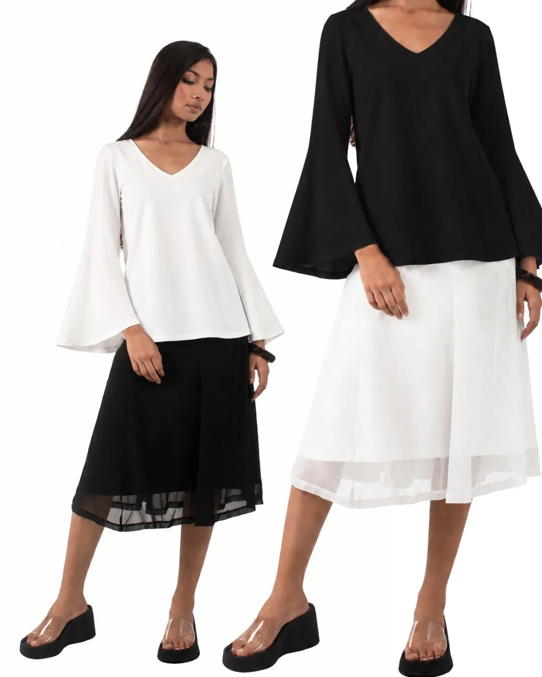 V-neck Loose full sleeve top