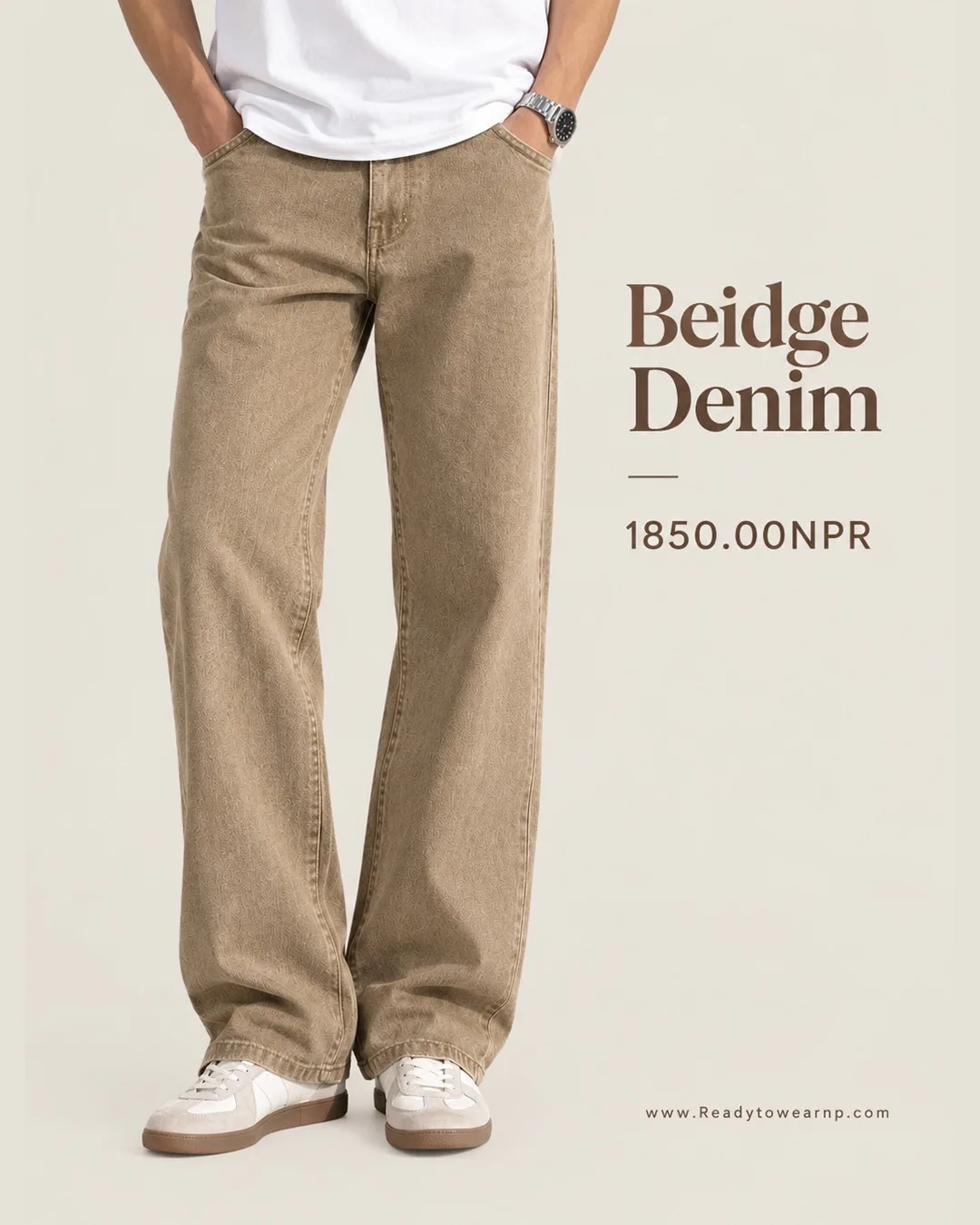 Beige Denim Jeans