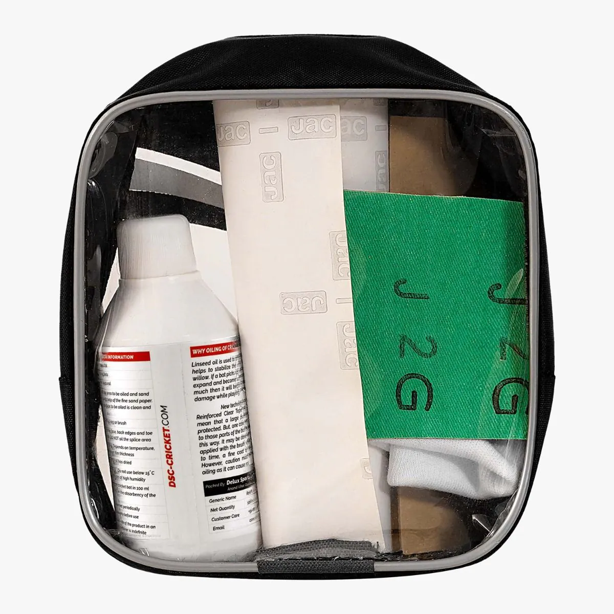 Product image of DSC Cricket Repair Kit (ncl.  Anti Scuff Tape,  Linssed  Oil, Toe Guard, Fevibond, Sand  Paper, Piece of Cloth, packed in  a Kit Bag.)