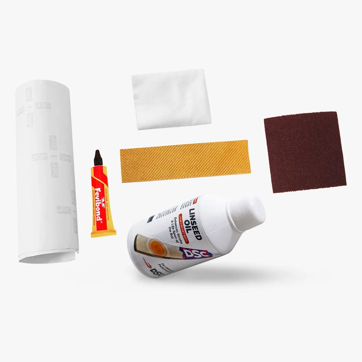 Product image of DSC Cricket Repair Kit (ncl.  Anti Scuff Tape,  Linssed  Oil, Toe Guard, Fevibond, Sand  Paper, Piece of Cloth, packed in  a Kit Bag.)