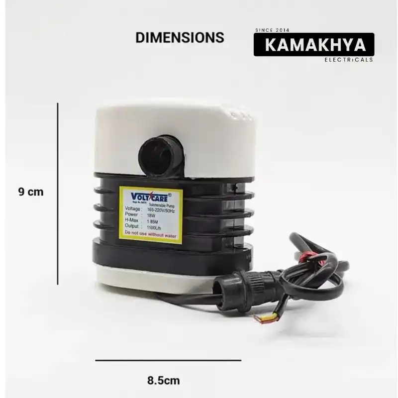 Product image of VOLTCARE 18 Watt Multipurpose Submersible Water Lifting Pump for Dessert Air Cooler, Aquarium, Fountains - 165-230v (1 Pcs Black 18w (Oval))