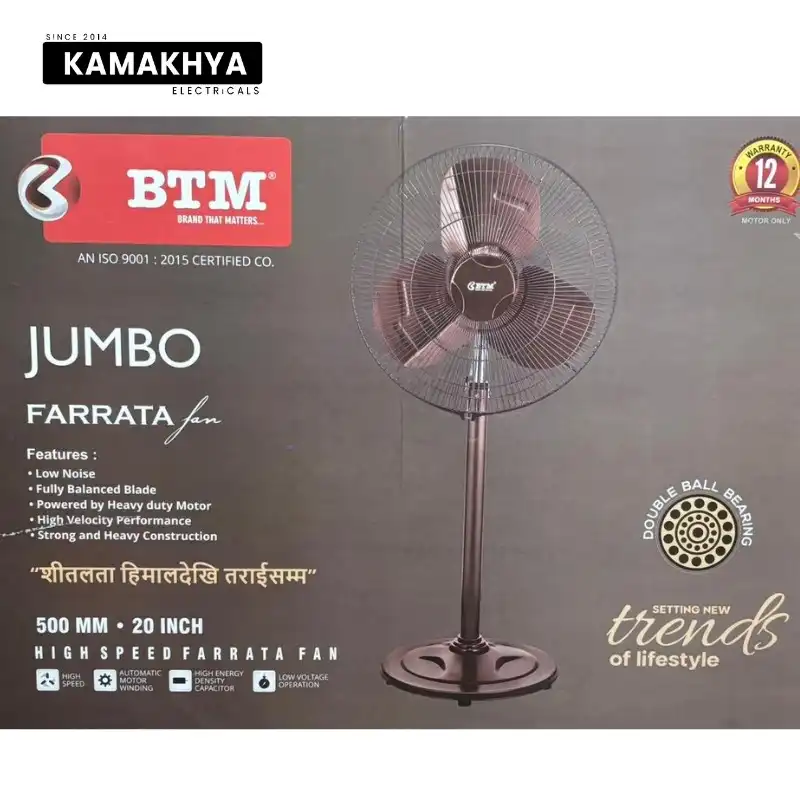 Product image of BTM Jumbo Farrata 500mm (20 inch) All-Metal High Speed Pedestal Fan - Copper Brown | 12 Months Warranty
