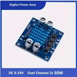 Product image of TPA3110 2x30W Dual Channel Digital Power Amplifier Board for Speakers, High Definition Audio Amplification Module, DIY Speaker Amplifier with LED Display, 4 Terminal Connections, 8-24V DC Power Supply, for Office, Lab