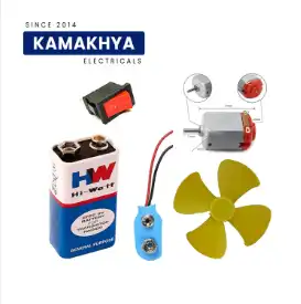 Product image of STEM Learning Set 3-9 volt Dc Toy motor with Fan Blade,9V Battery,Snapper and SPDT Switch for small application and DIY kits for Hobby Science Projects & Experiments