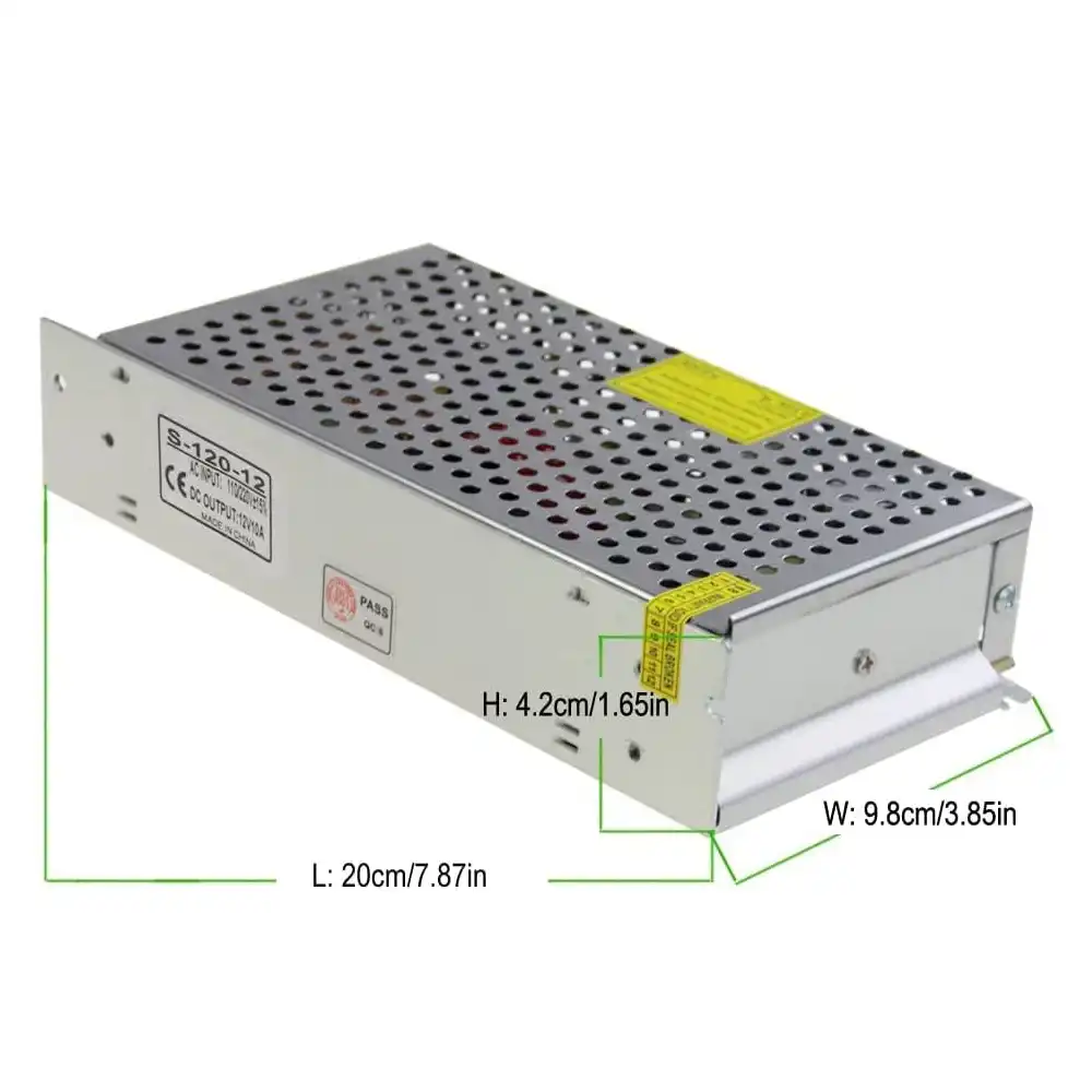 Product image of 12 Volt 10AMP/ 120 WATT DC Switched SMPS Power Supply for CCTV Camera and Pixel LED (12V-10A Power Supply)