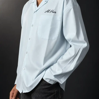 Alhur's Flow Linen Shirt (Navy ...