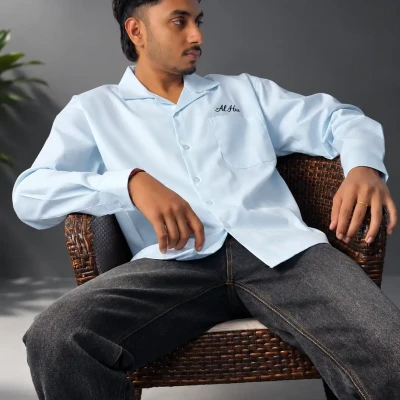 Alhur's Flow Linen Shirt (Navy ...
