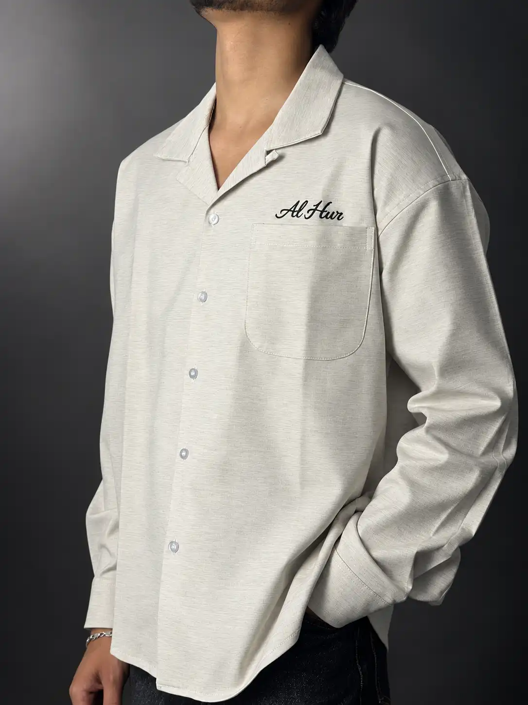 Product image of Alhur's Flow Linen Shirt (Light Grey)