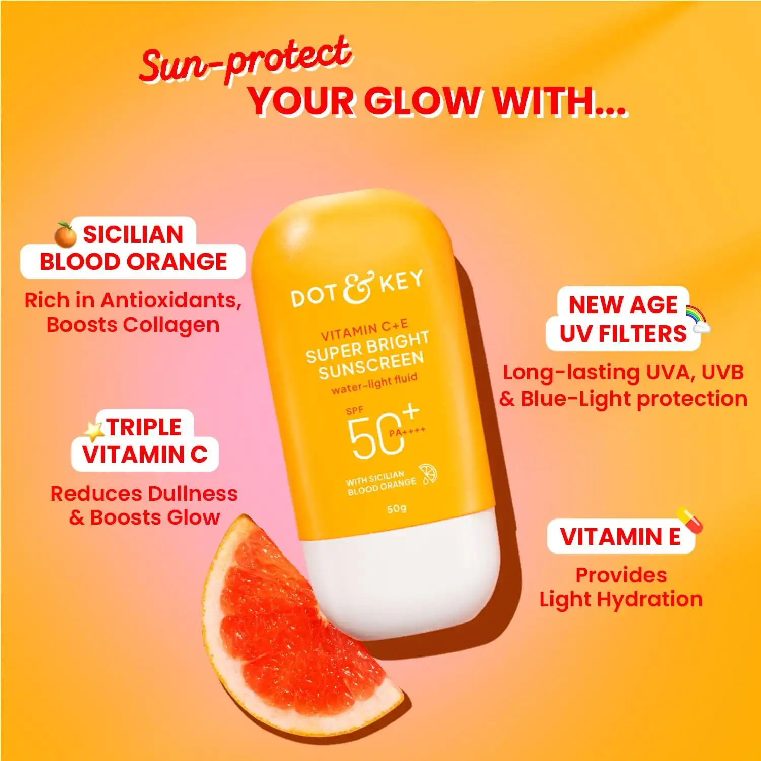 Dot & Key Vitamin C + E Sunscreen SPF 50+ PA++++ With New-Age UV Filters