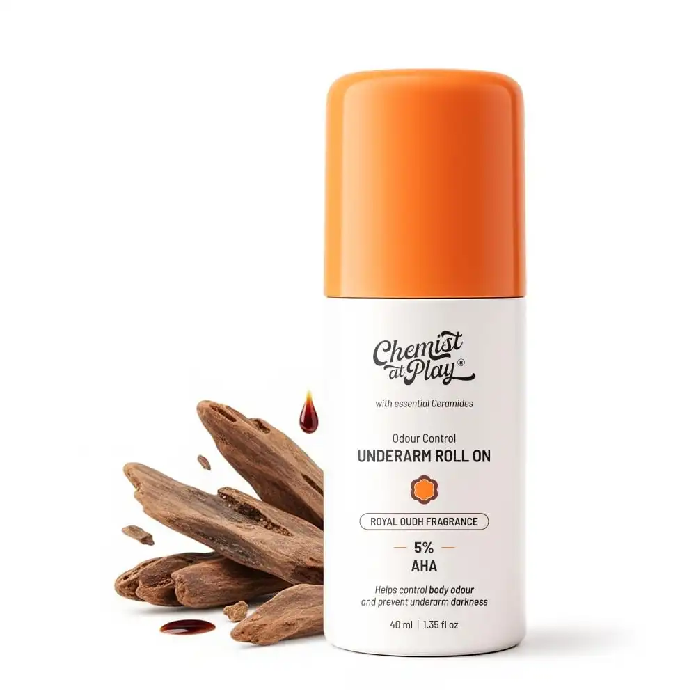 Chemist At Play | 5% AHA Underarm Roll on for Odour Control & Pigmentation (Royal Oudh) - 40 ml