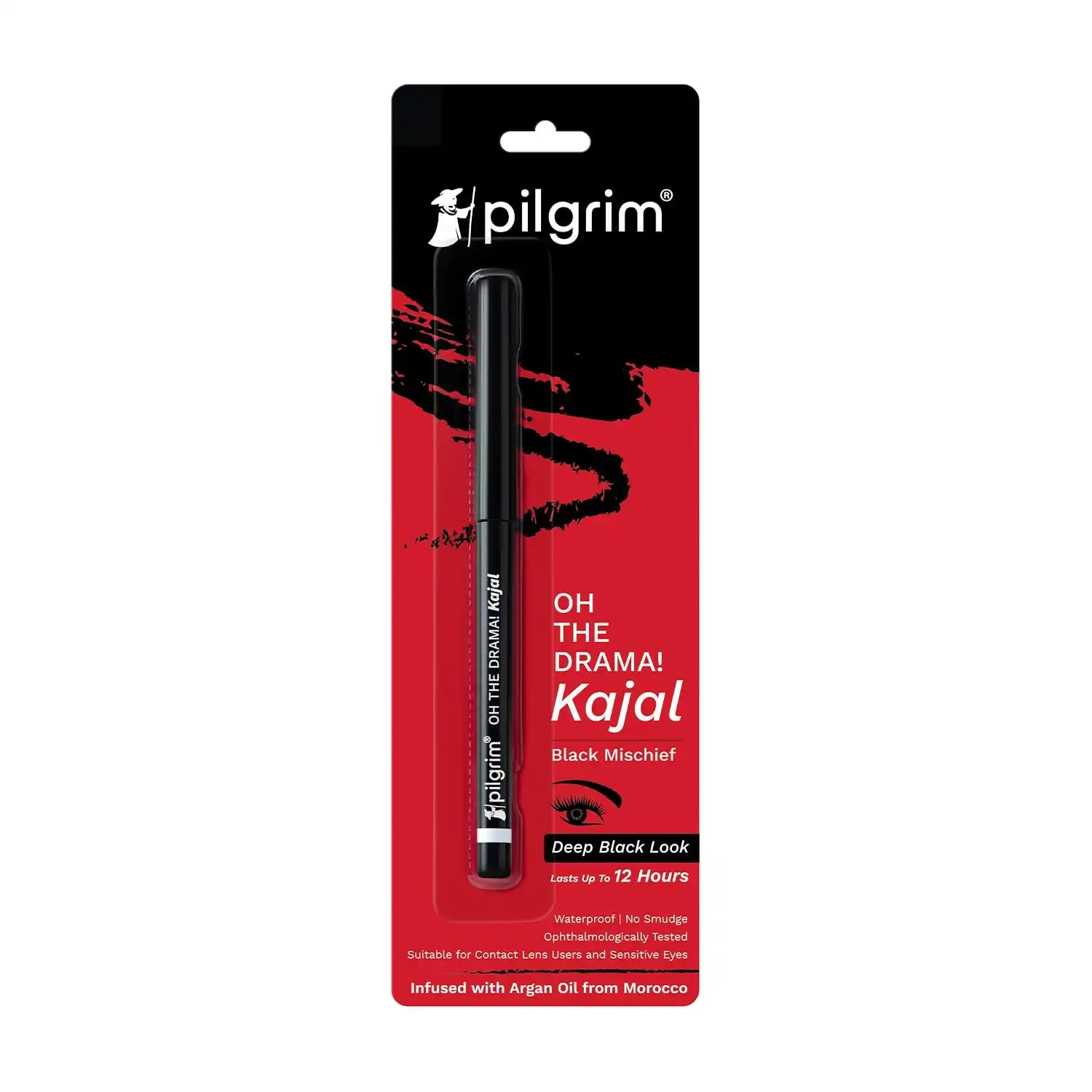 Pilgrim | Black Mischief Kajal Smudge & Waterproof Single Stroke Matte Finish Lasts Up To 12Hrs | Kajal for Women | Lonng Lasting Eye Makeup