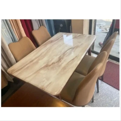 Modern Marble-Finish Dining Tab...