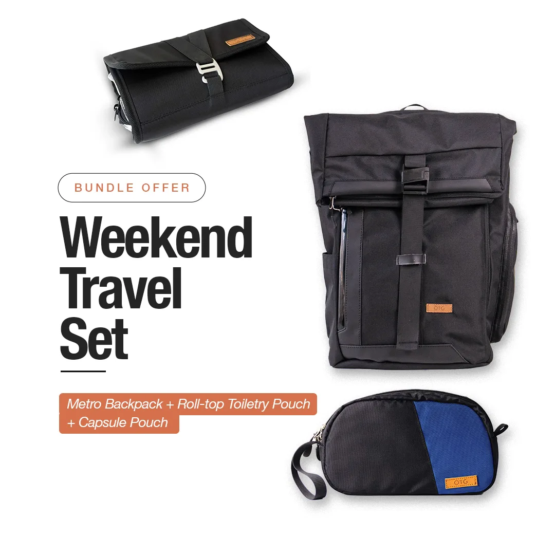 Weekend Travel Set [Metro Backpack + Roll-top Toiletry Pouch + Capsule Pouch]