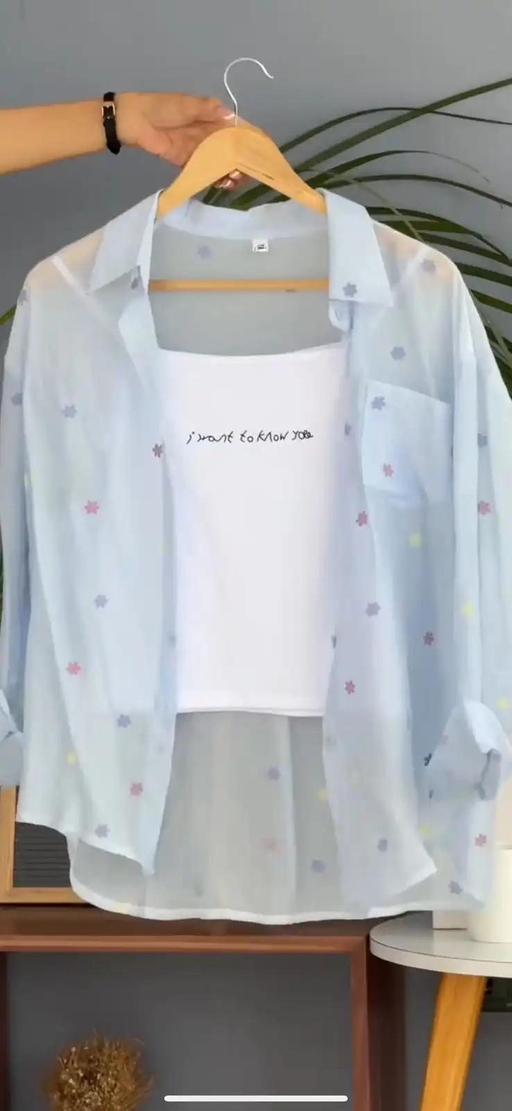 Product image of FLOWER PRINT SHIRT WITH CAMI