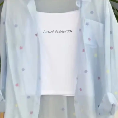 FLOWER PRINT SHIRT WITH CAMI