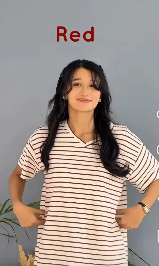 Product image of BASIC V-NECK STRIPE TOP