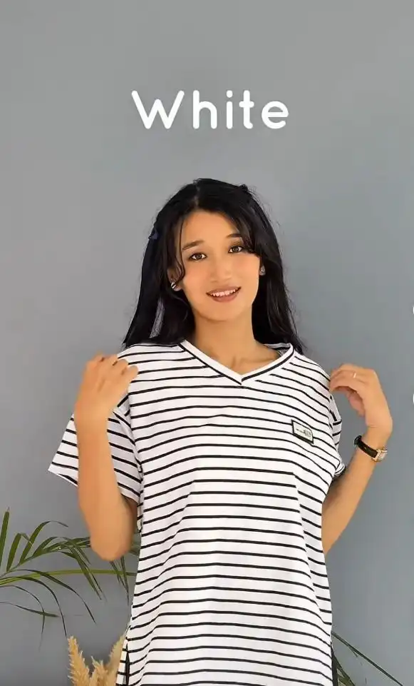 Product image of BASIC V-NECK STRIPE TOP