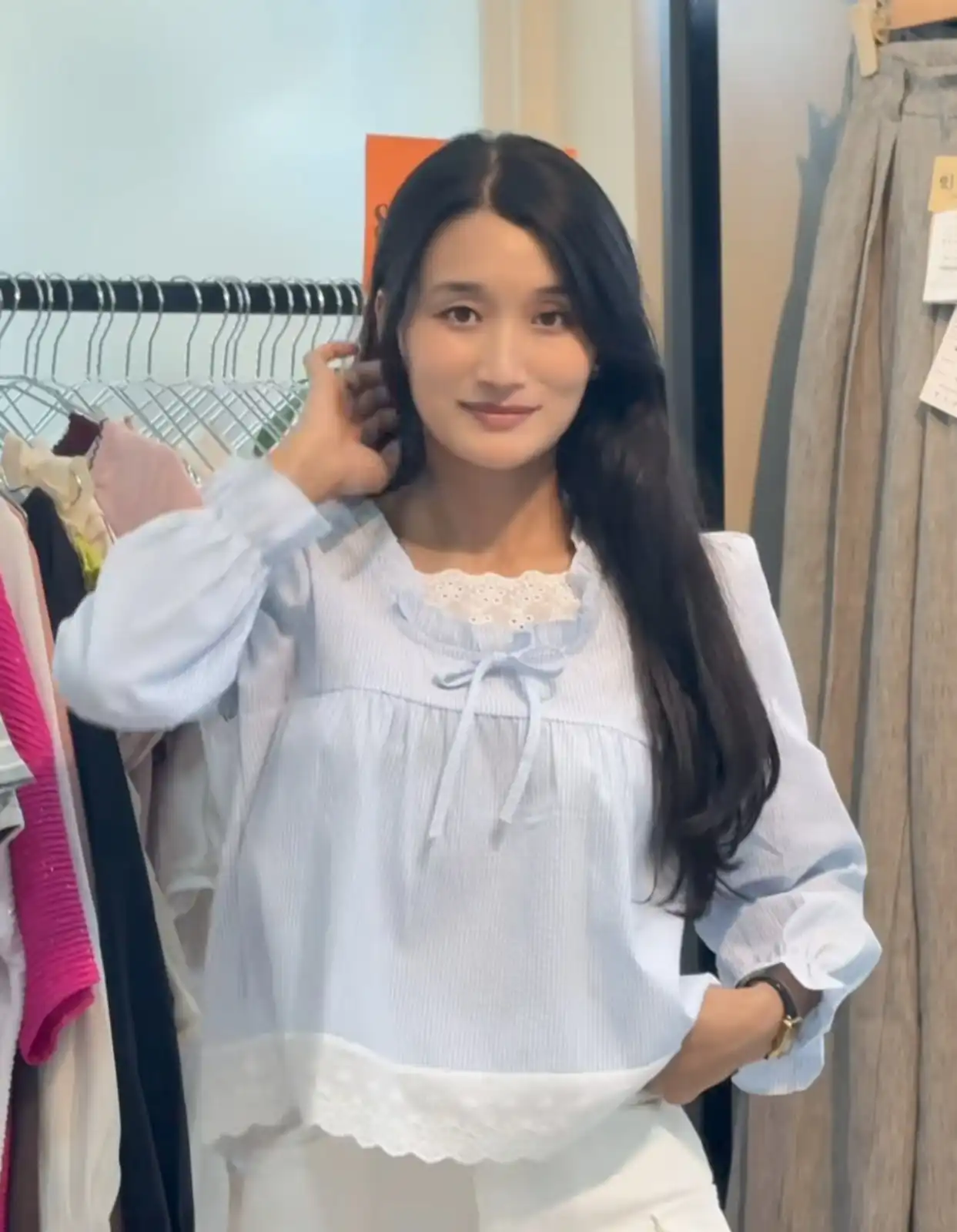 Product image of LACE BABYDOLL TOP WITH STRIPE