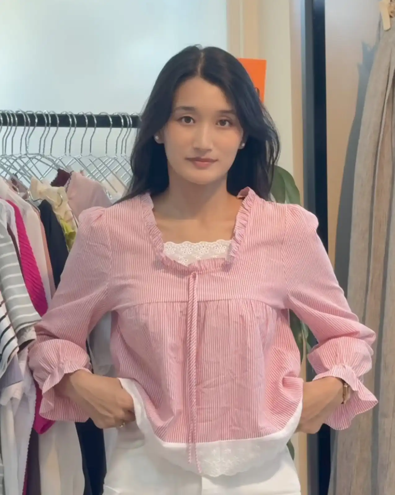 Product image of LACE BABYDOLL TOP WITH STRIPE