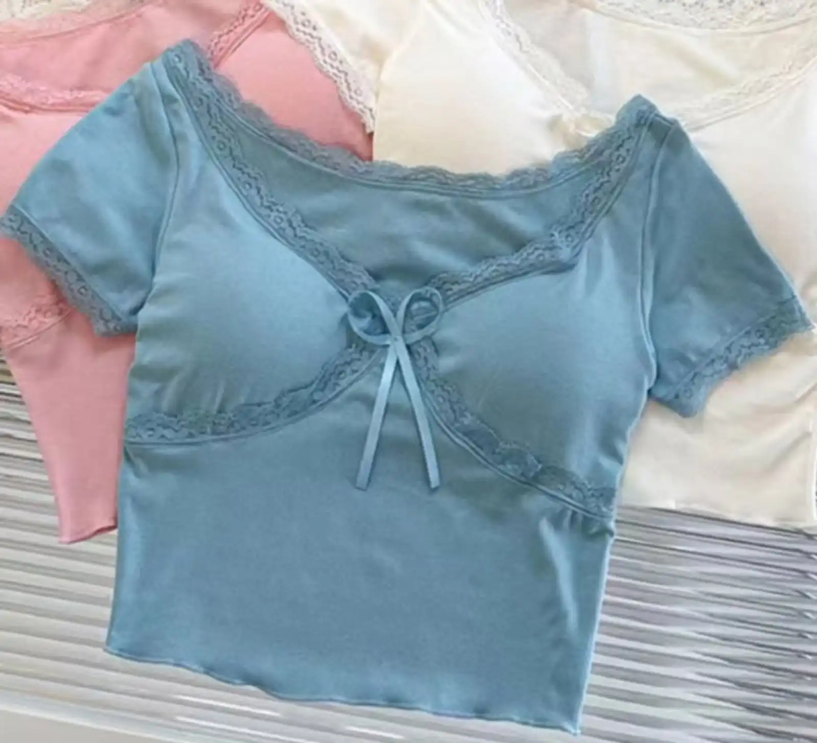 Product image of CUTE  BOW AND LACE PADDED TOP