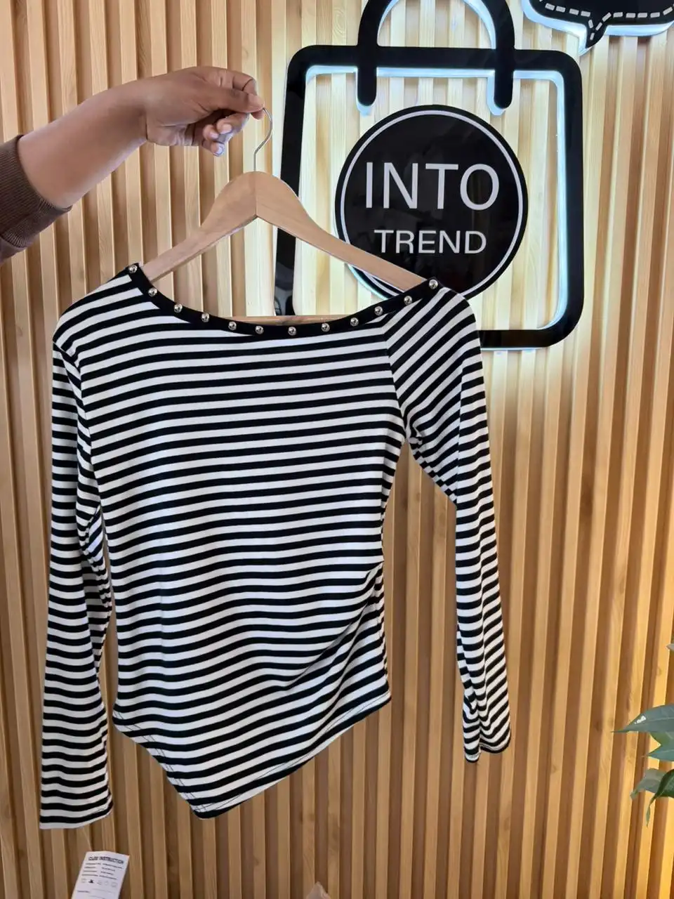 Product image of STRIP PRINTED SHOULDER DROP TOP