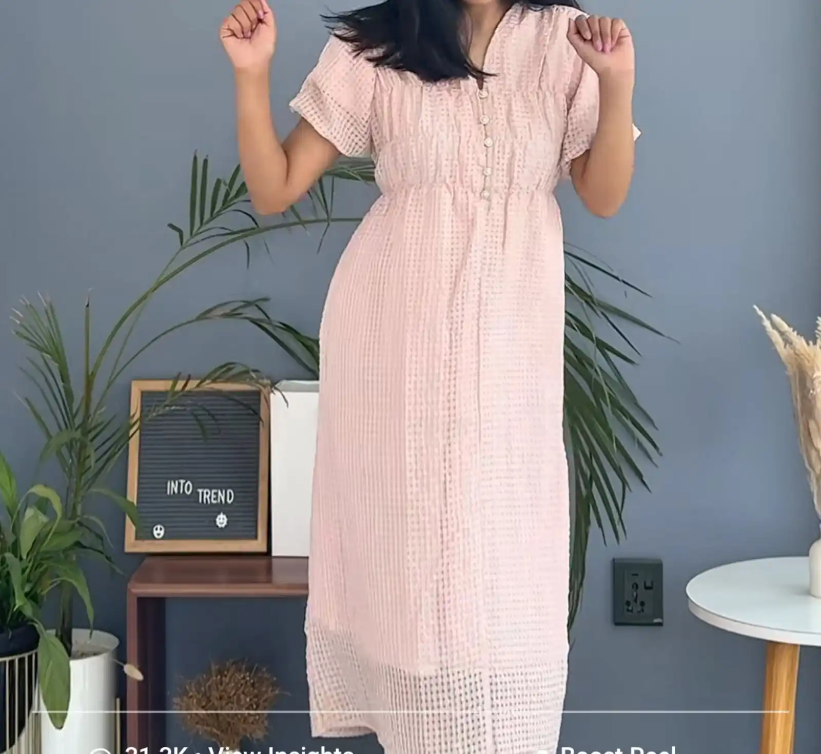 Product image of PINK GHINGHAM FLOWY DRESS