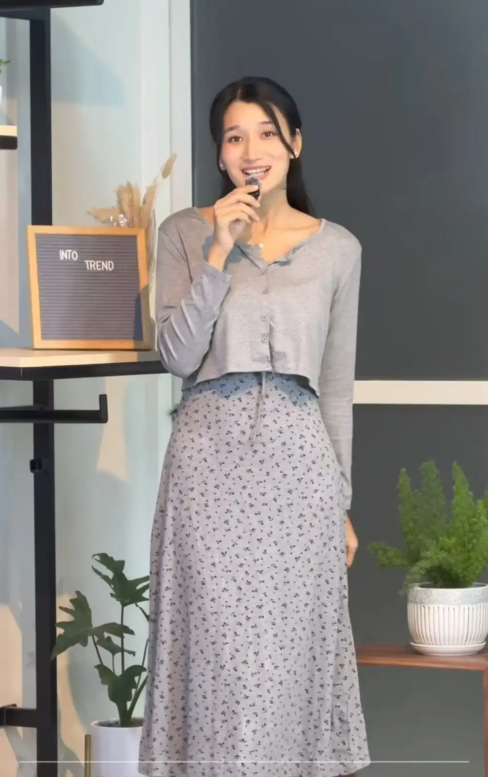 Product image of GREY LONG ALINE DRESS