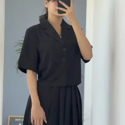 CROP BLAZER WITH SKIRT