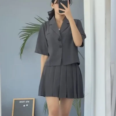 CROP BLAZER WITH SKIRT