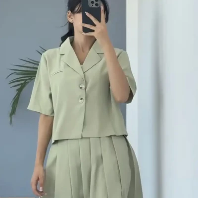 CROP BLAZER WITH SKIRT