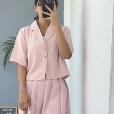 CROP BLAZER WITH SKIRT