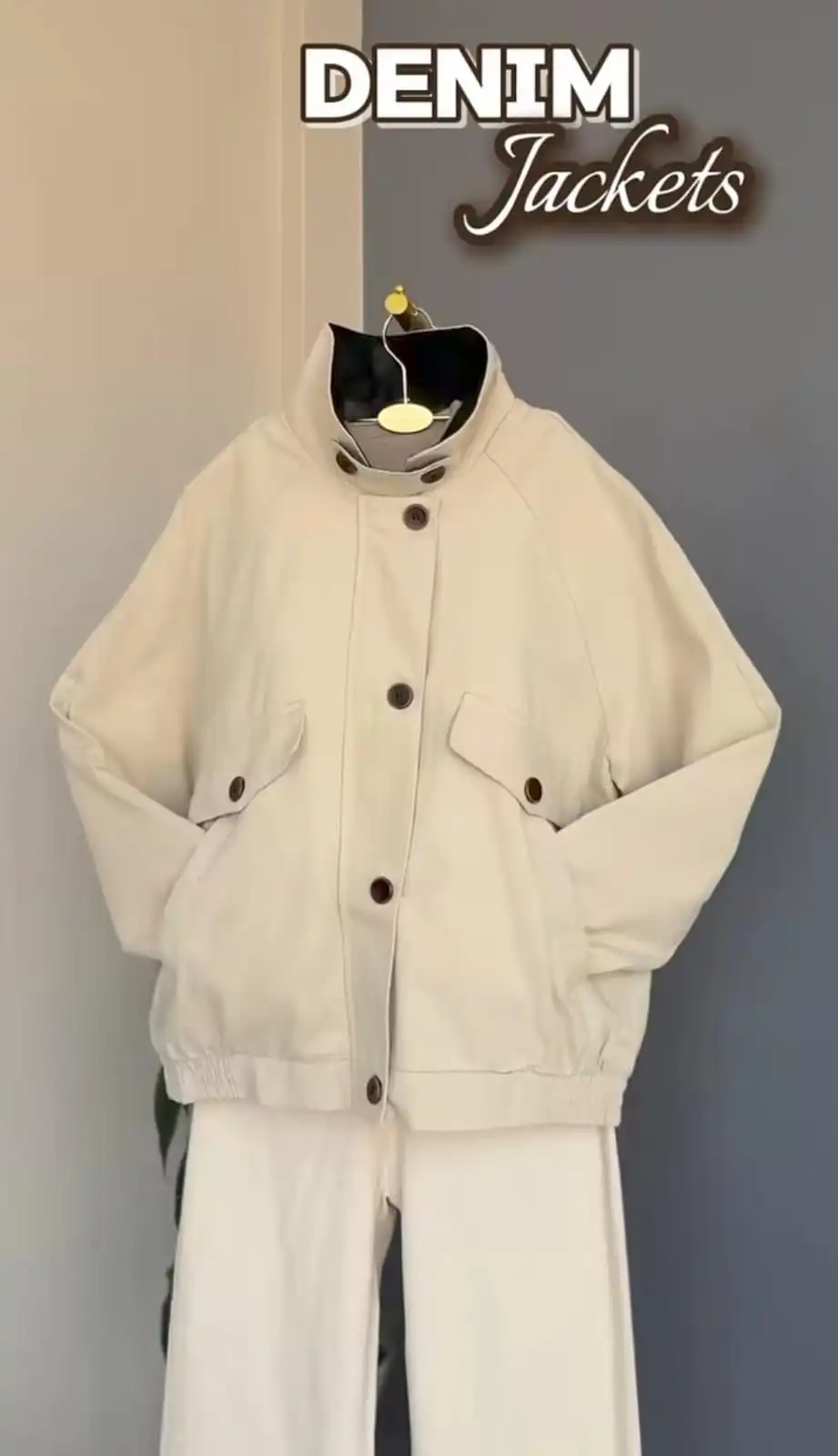 Product image of COTTON DEMIN JACKET WITH LEATHER COLLAR