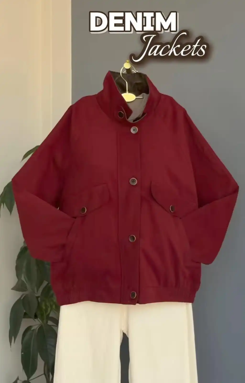 Product image of COTTON DEMIN JACKET WITH LEATHER COLLAR