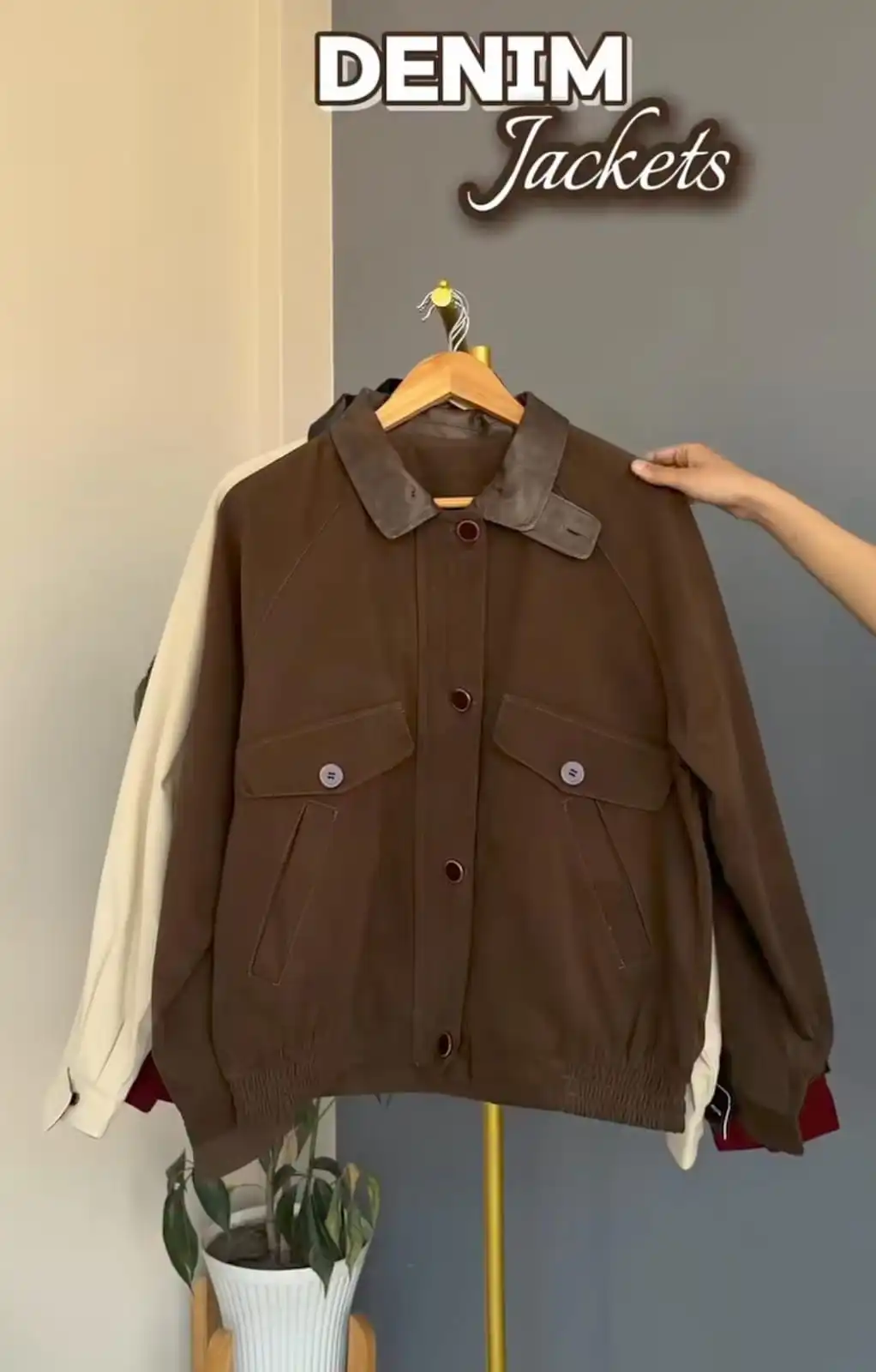 Product image of COTTON DEMIN JACKET WITH LEATHER COLLAR