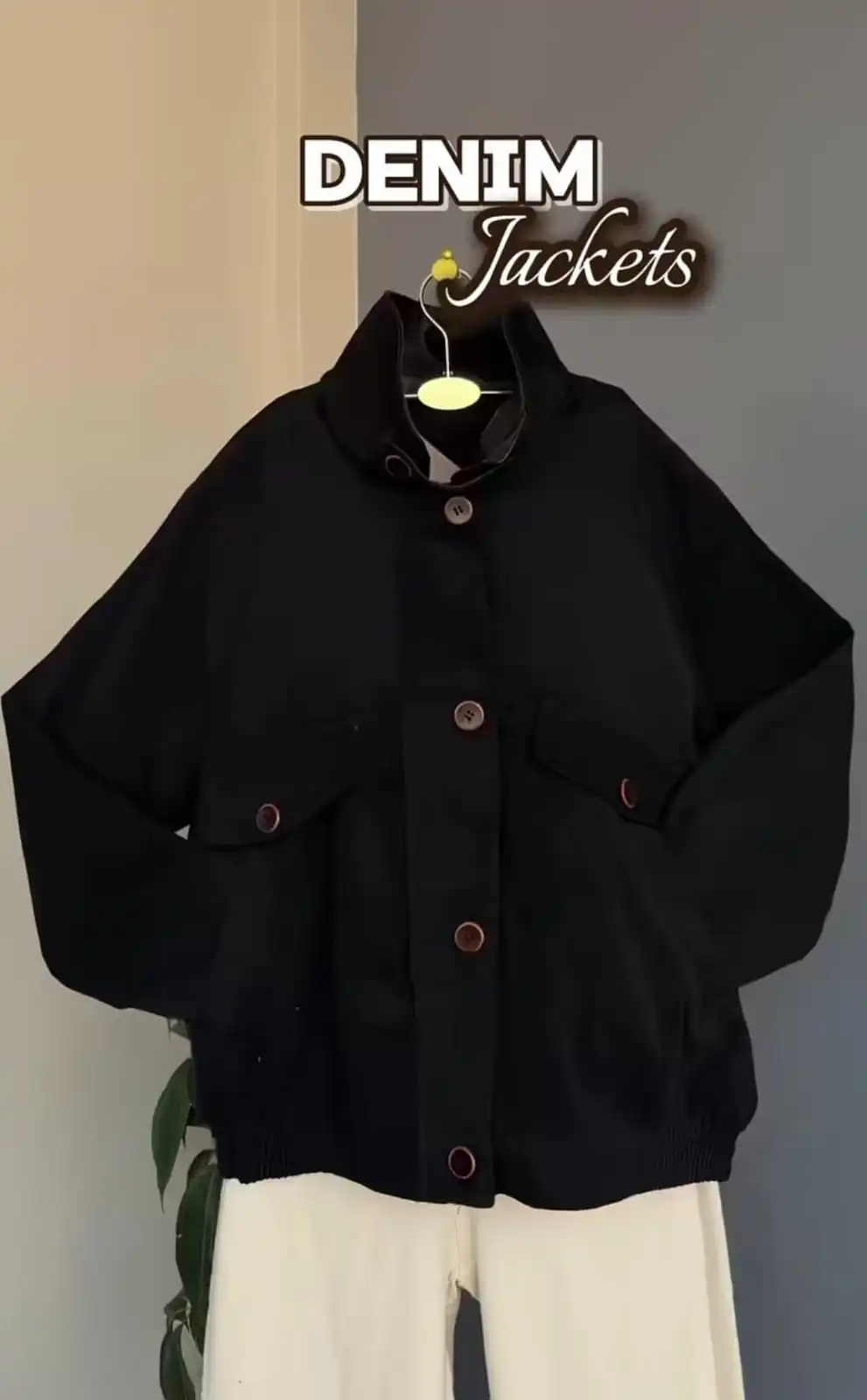 Product image of COTTON DEMIN JACKET WITH LEATHER COLLAR