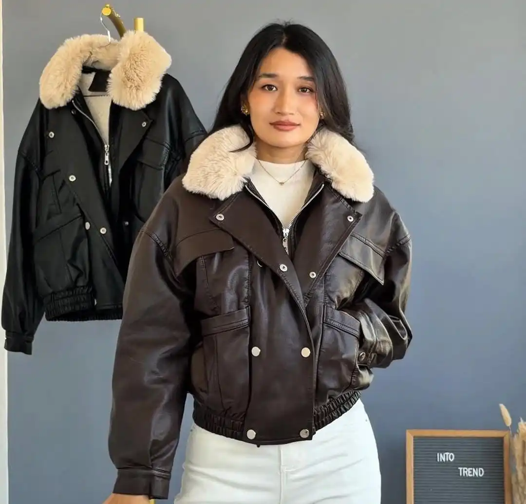Product image of LEATHER  FUR REMOVABALE JACKET