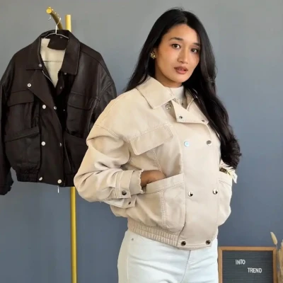 LEATHER  FUR REMOVABALE JACKET