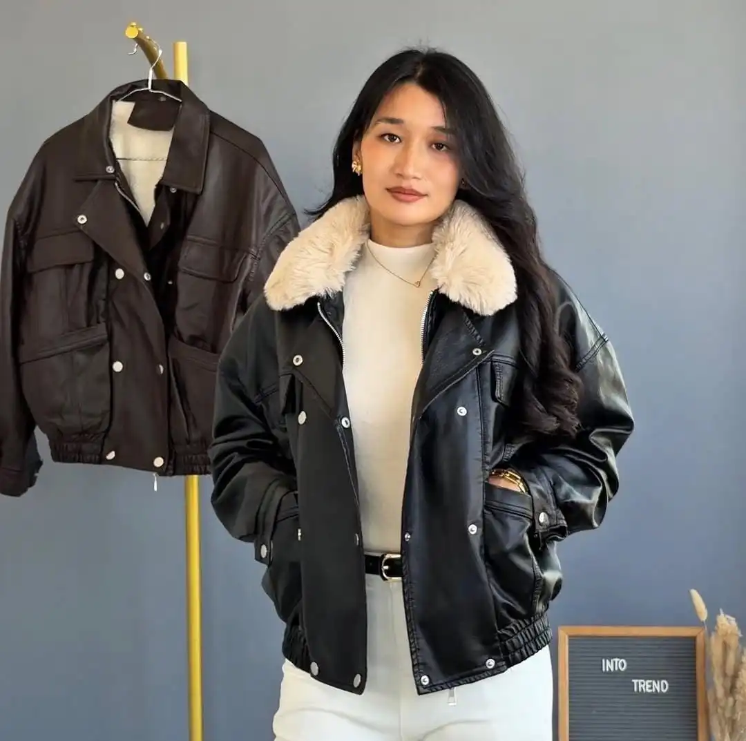 Product image of LEATHER  FUR REMOVABALE JACKET