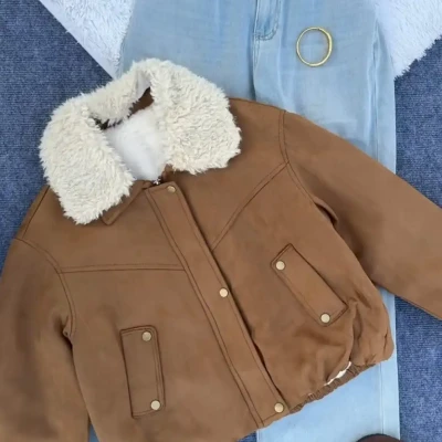 WHITE FUR SUDED  JACKET