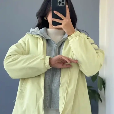 GREY HOODIDED INSIDE FUR JACKET
