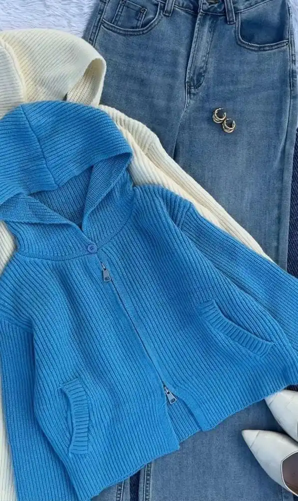 Product image of WOOLEN HOODIED ZIPUP CROP