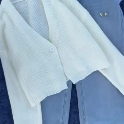 WOOLEN ONE BUTTONED CARDIGAN