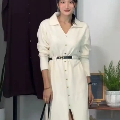 WOOLEN DRESS WITH BELT