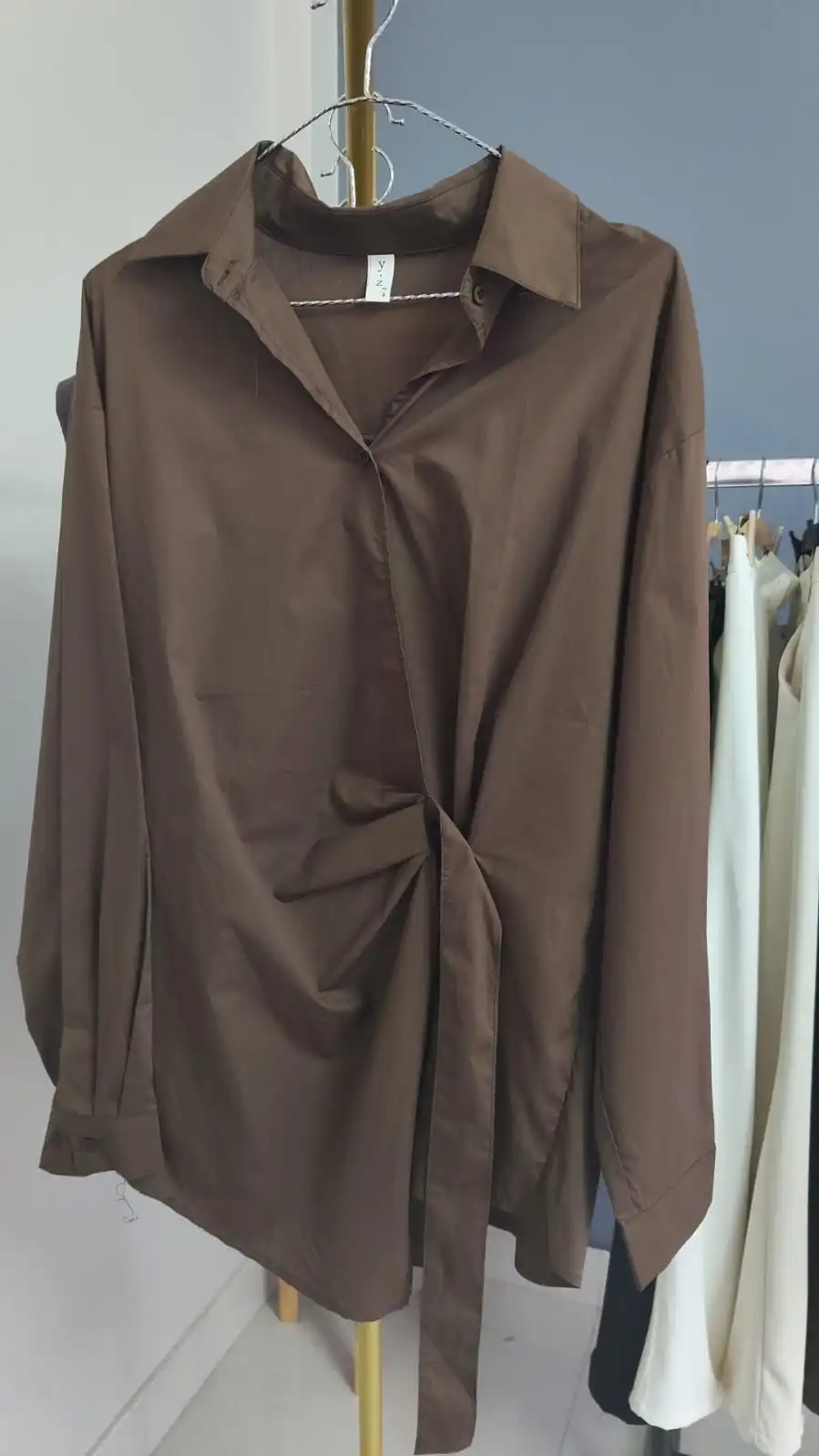 Product image of SHIRT WITH SIDE RUCHED BELT AND GOLDEN HOOP