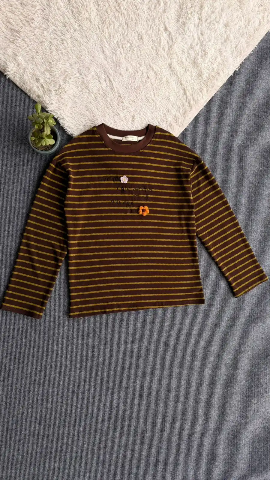 Product image of STRIPE WITH FLOWER EMIBOIREY TSHIRT