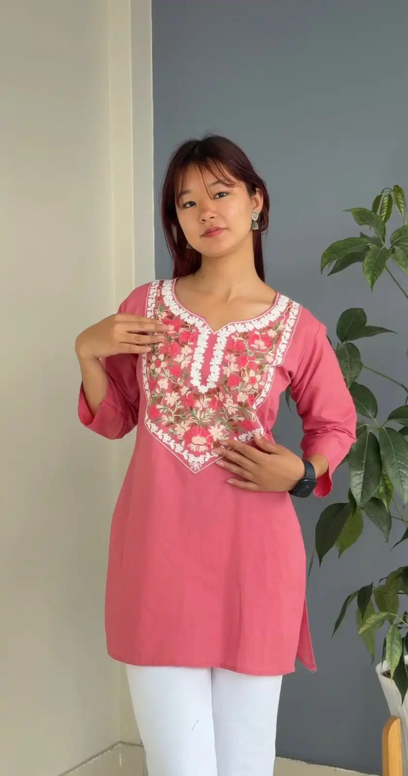 Product image of KASMIRI DESIGN FLOWER EMBROIDERY SHORT KURTHI
