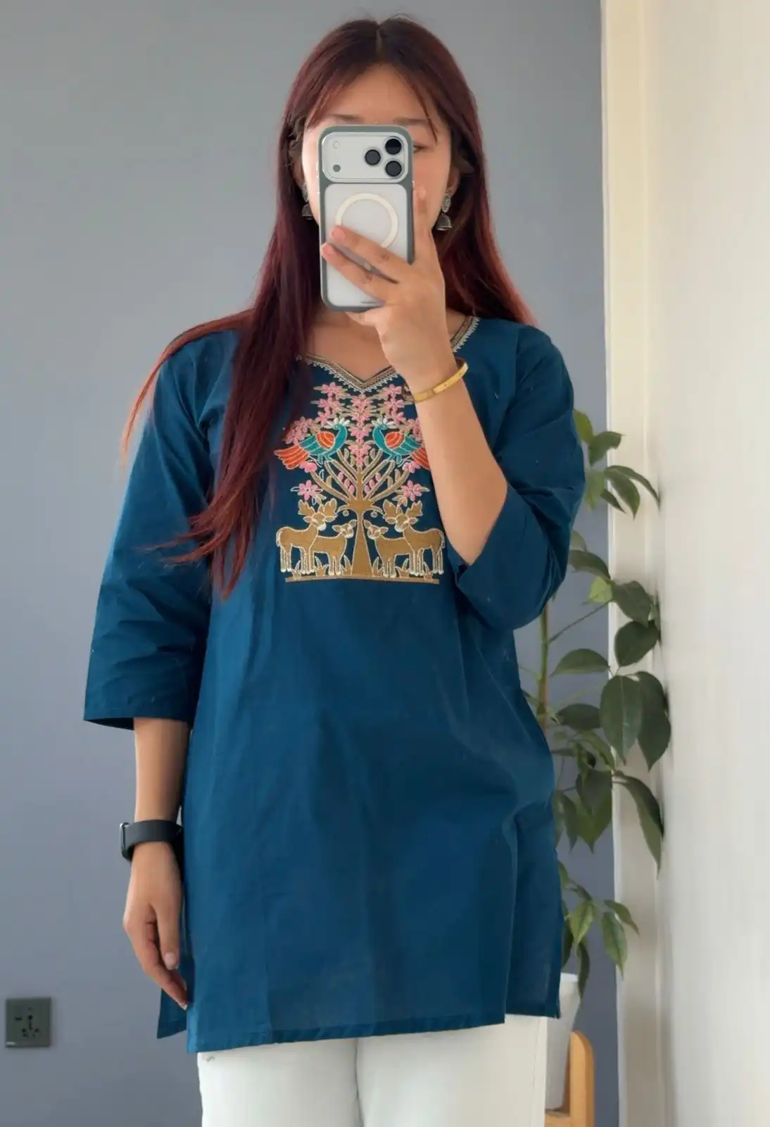 Product image of SHORT KURTHI WITH DEER EMBRODIERY