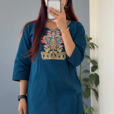 SHORT KURTHI WITH DEER EMBRODIE...